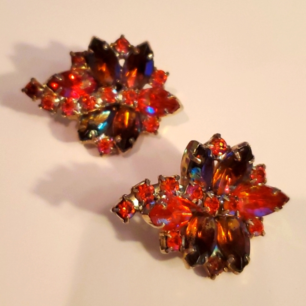 Vintage Elegant Multicolor Gemstone Earrings - Picture 2 of 6